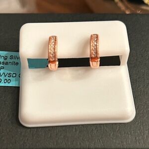 Rose Gold Moissanite Diamond huggie Earrings Retail $249